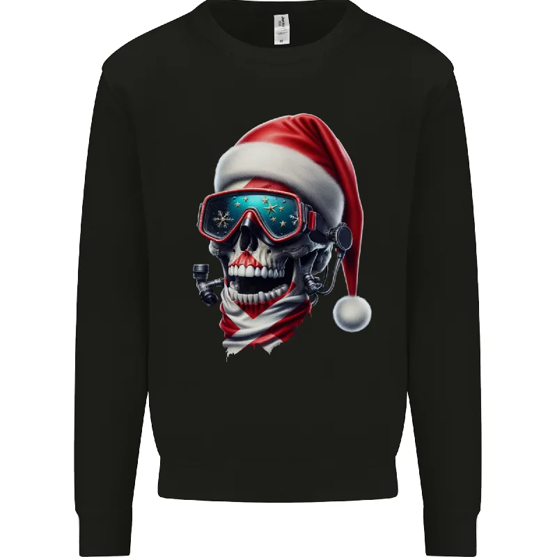 Christmas Scuba Diving Skull Xmas Hat Mens Sweatshirt Jumper