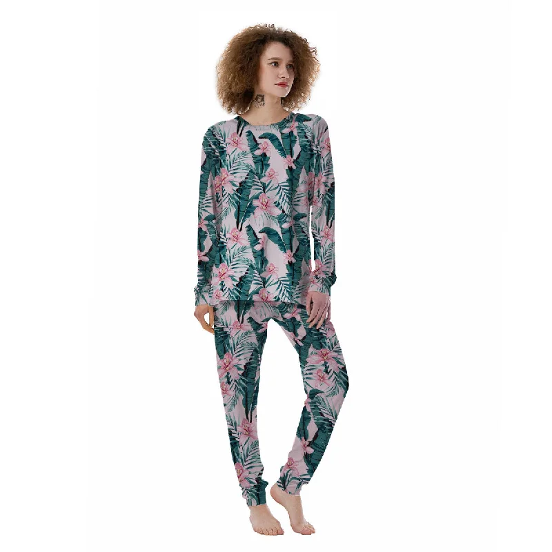 Tropical Pink Hawaiian Print Pattern Women's Pajamas