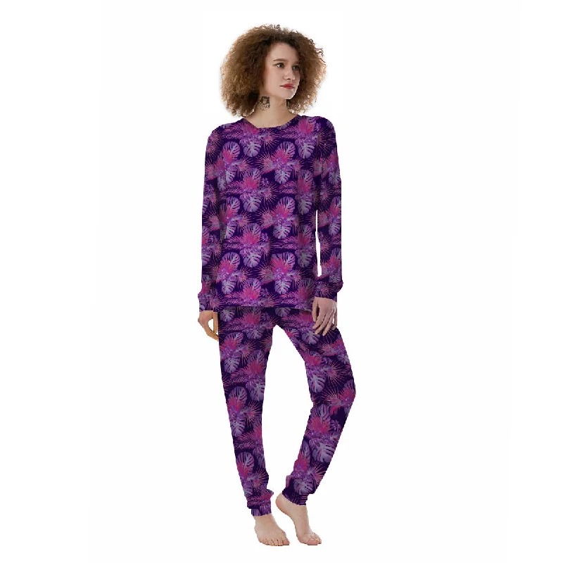 Tropical Purple Print Pattern Women's Pajamas