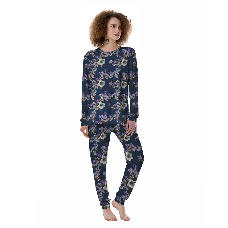 Tulip Purple Watercolor Print Pattern Women's Pajamas