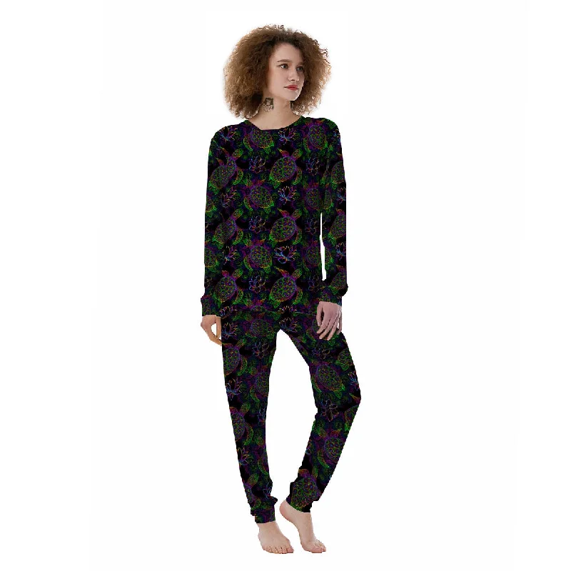 Turtle Sea Psychedelic Print Pattern Women's Pajamas