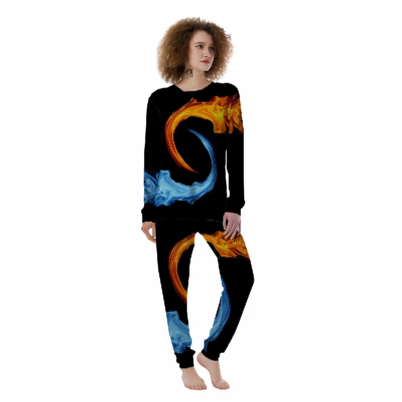 Twin Flame Blue And Red Print Women's Pajamas