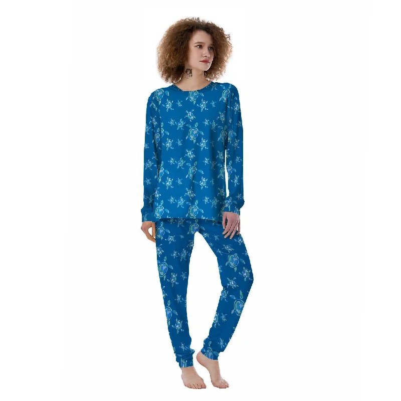 Underwater Sea Turtle Print Pattern Women's Pajamas