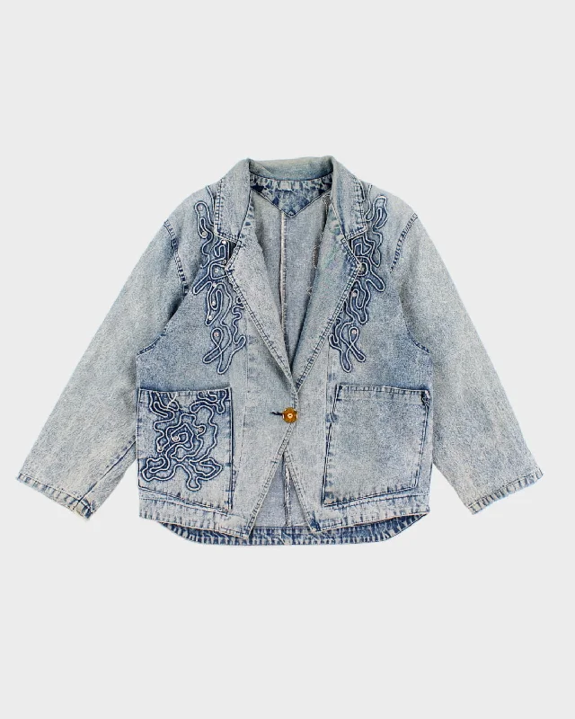 Vintage 70's Rhinestone Denim Suit Jacket - L