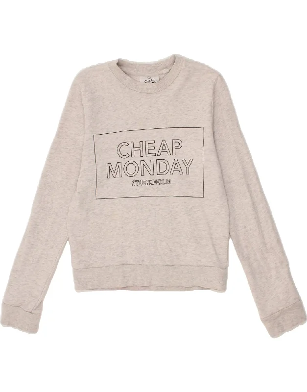 CHEAP MONDAY Womens Stockholm Graphic Sweatshirt Jumper UK 10 Small Grey