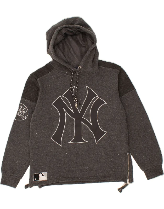 COOPERS TOWN Womens Yankees Graphic Hoodie Jumper UK 10 Small Grey