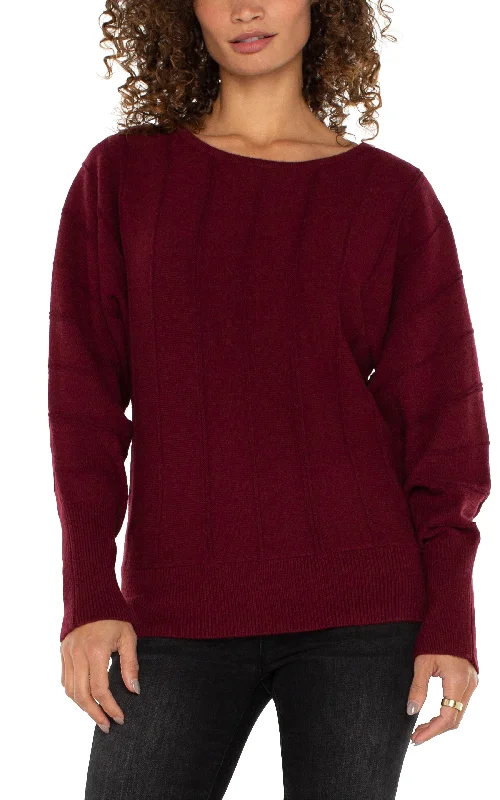 LONG SLEEVE DOLMAN SWEATER WITH STRIPE