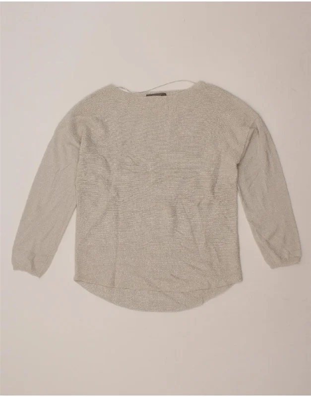 OASIS Womens Boat Neck Jumper Sweater UK 10 Small Grey Flecked Viscose