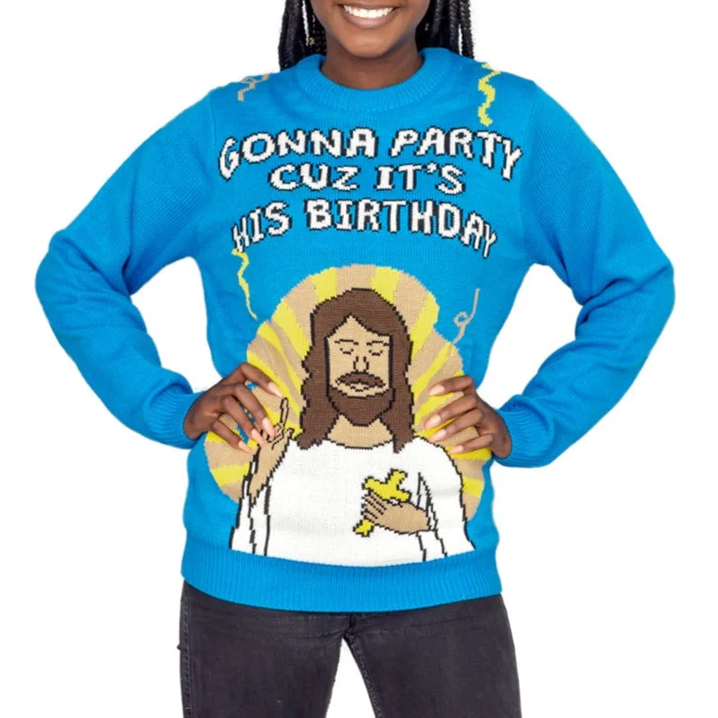 Women's Gonna Party Cuz It's His Birthday Jesus Ugly Christmas Sweater