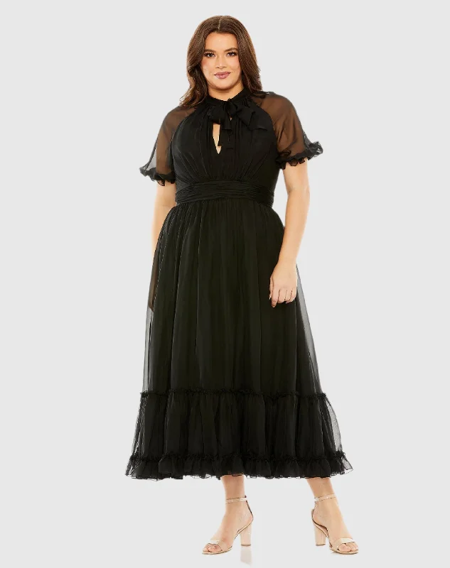 Sheer Puff Sleeve Dress