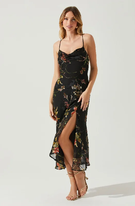 Gaia Floral Burnout Midi Dress