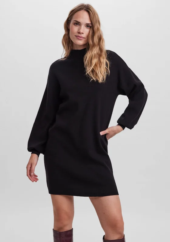 Vero Moda Nancy Long Sleeve Knit Dress, Black