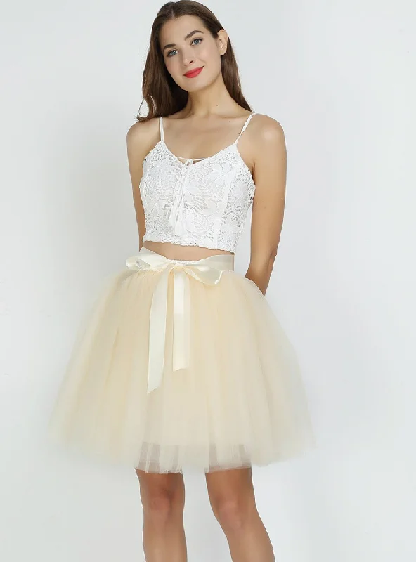 Beige 7-Layer Short Tulle Skirt