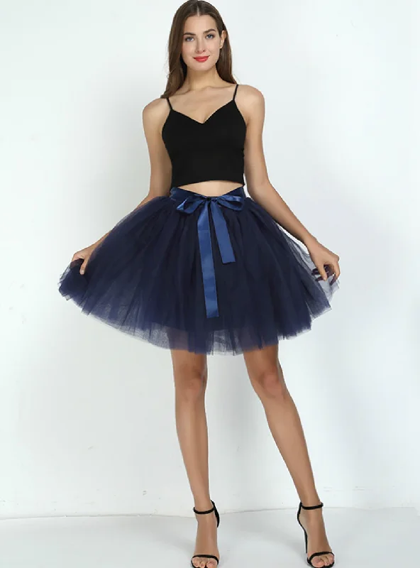 Navy Blue 7-Layer Short Tulle Skirt