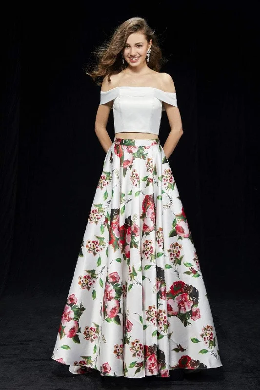 Angela & Alison - 81120 Two Piece Floral Printed Ballgown