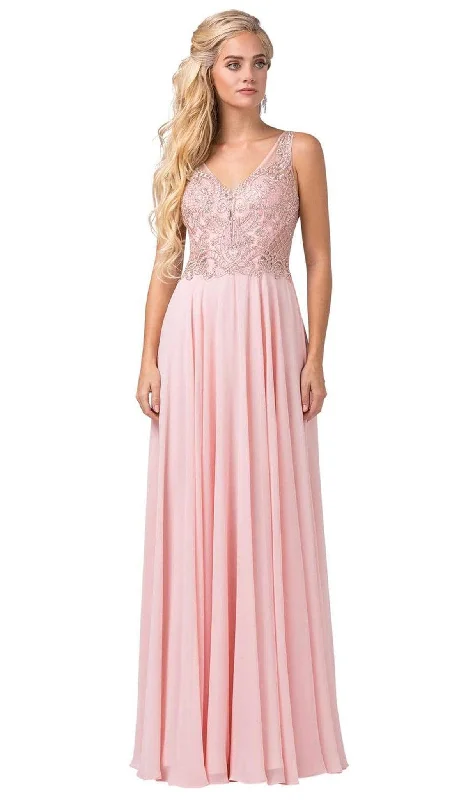 Dancing Queen - 2647 Embellished V-neck A-line Gown