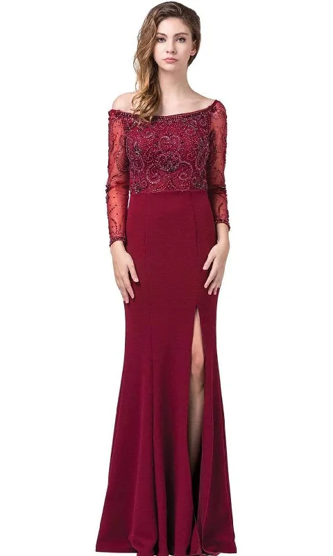 Dancing Queen - 2672 Embellished Long Sleeve Bateau Sheath Gown