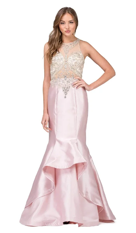 Dancing Queen - 9930 Jeweled Illusion Bodice Flounced Mermaid Gown