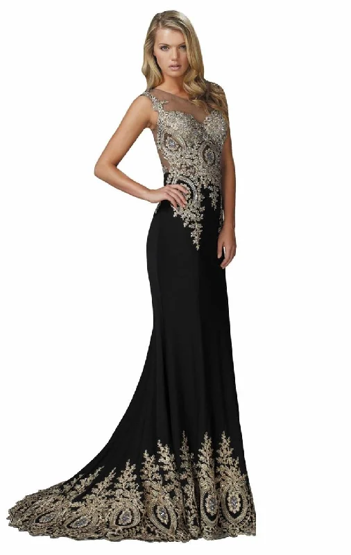 Elizabeth K - GL2166-1 Beaded Lace Applique Embellished Gown