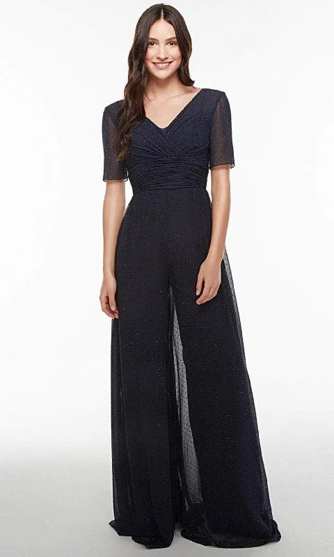 Alyce Paris 27584 - Ruched V-Neck Formal Jumpsuit