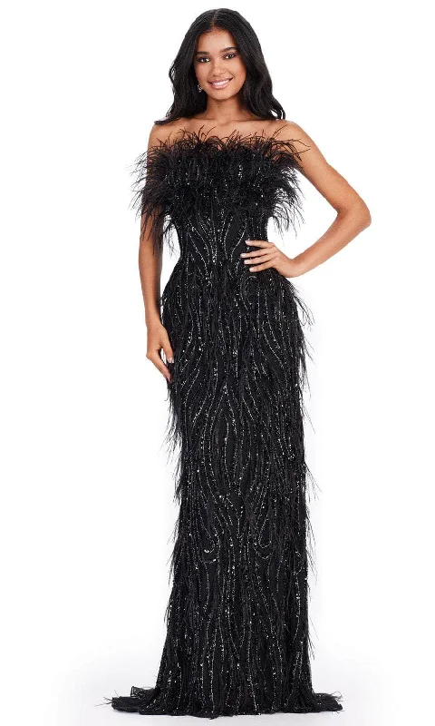 Ashley Lauren 11453 - Feather Sheath Prom Dress