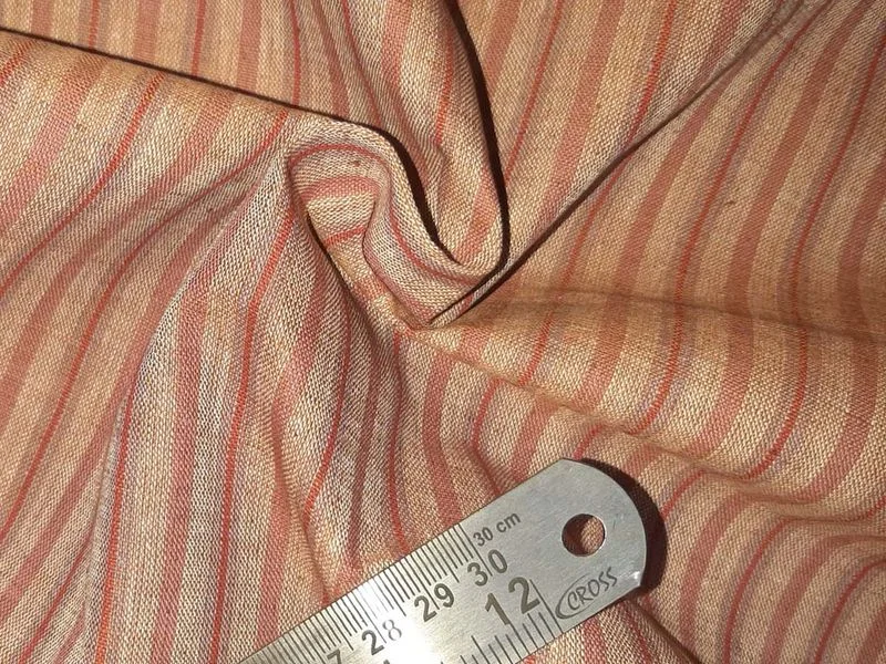 BEIGE & RED COTTON DT STRIPE FABRIC