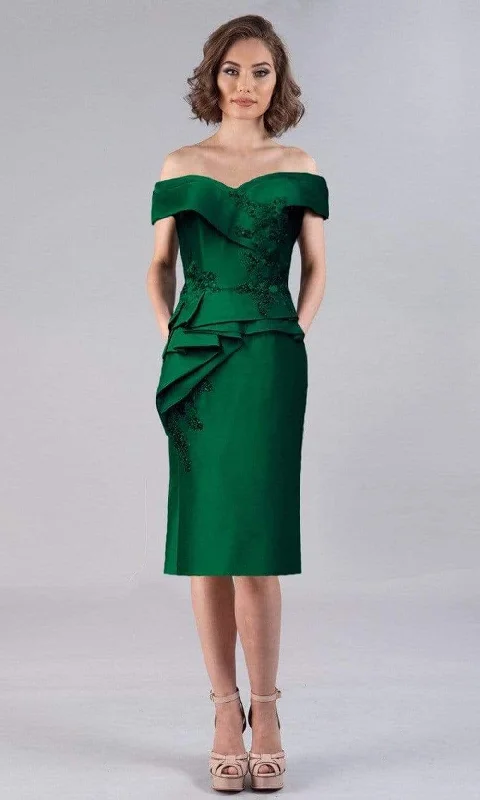 Gia Franco - 12112 Fold-Accented Peplum Sheath Dress