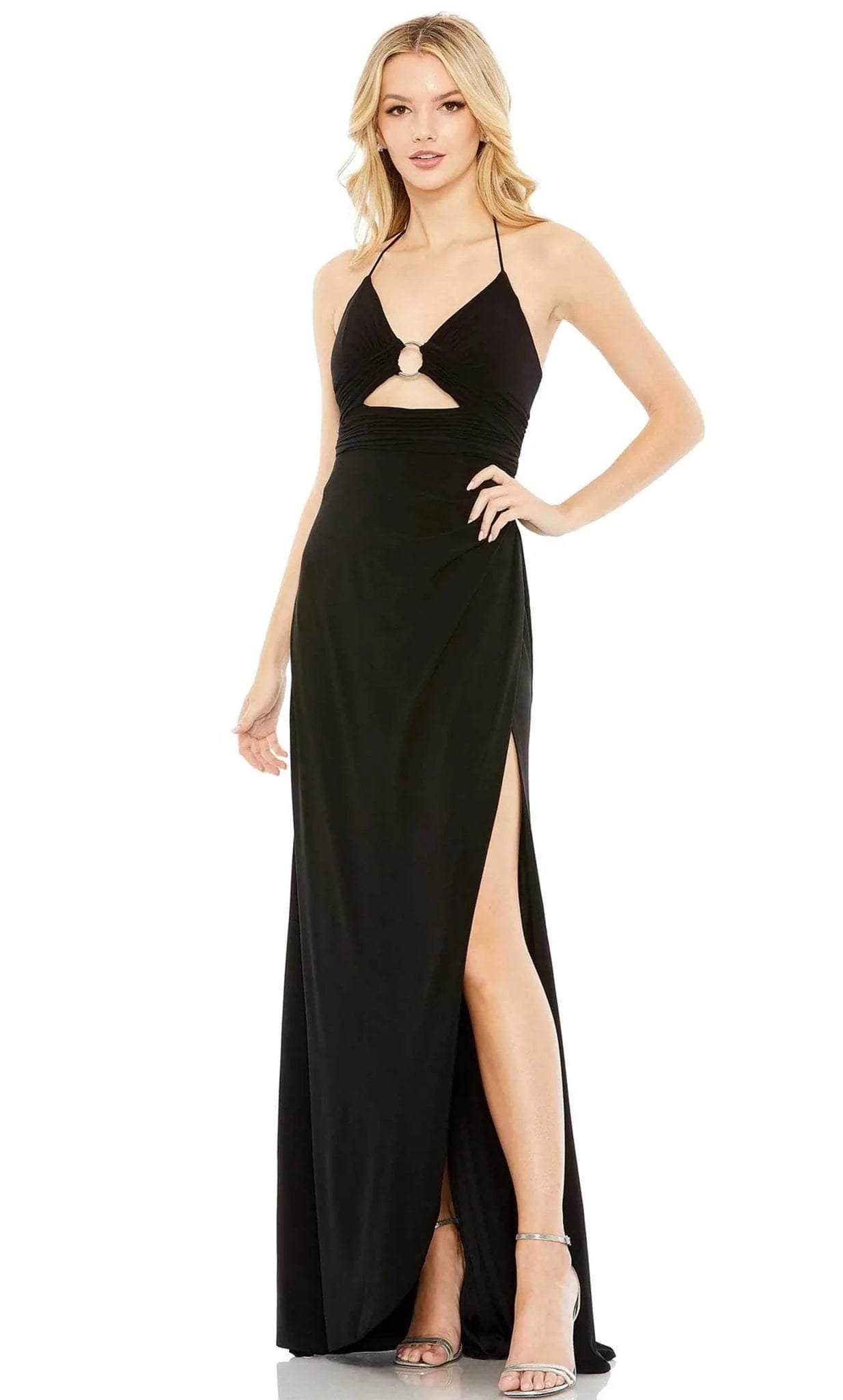 Ieena Duggal 68183 - Halter Tied Column Classic Prom Dress