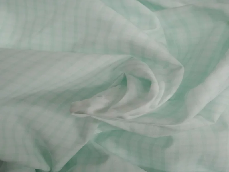 Light Mint Color Cotton Plaid Check Fabric