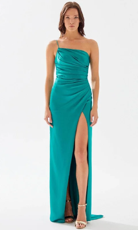 Tarik Ediz 52008 - Ruched High Slit Prom Dress