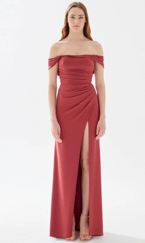 Tarik Ediz 52121 - Draped Off Shoulder Prom Dress