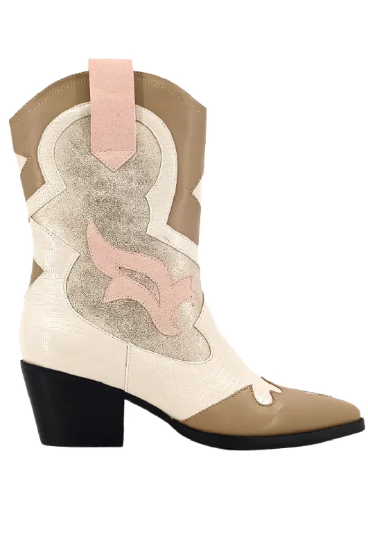 Zizi Bootie with Gold & Blush Detail by Shu Shop