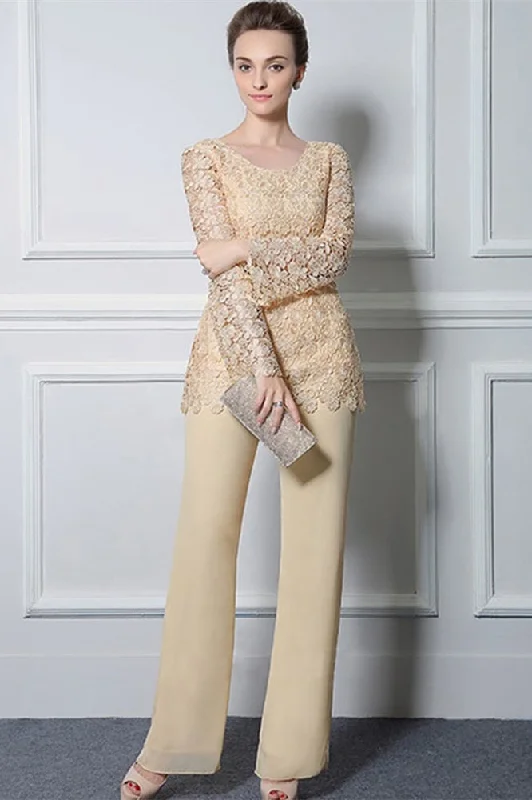 Long Sleeves lace Jewel modest mother's suit Flowing Maxi Skirt