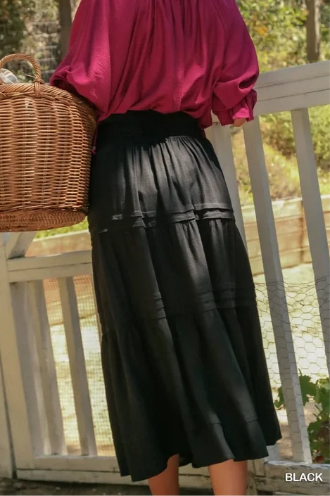 Black Tiered Maxi Skirt Chic Maxi Skirt