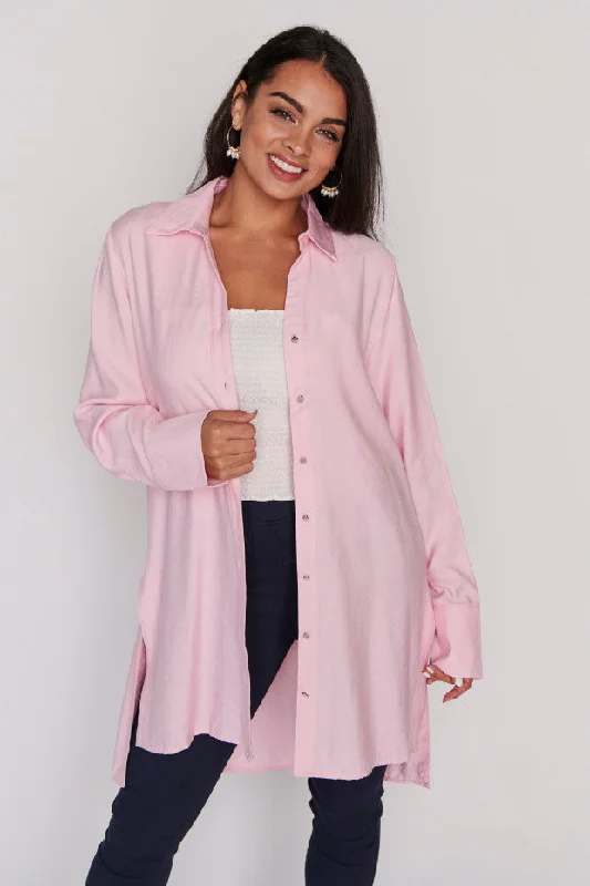 Darcy Pink Long Shirt Maxi Skirt Look