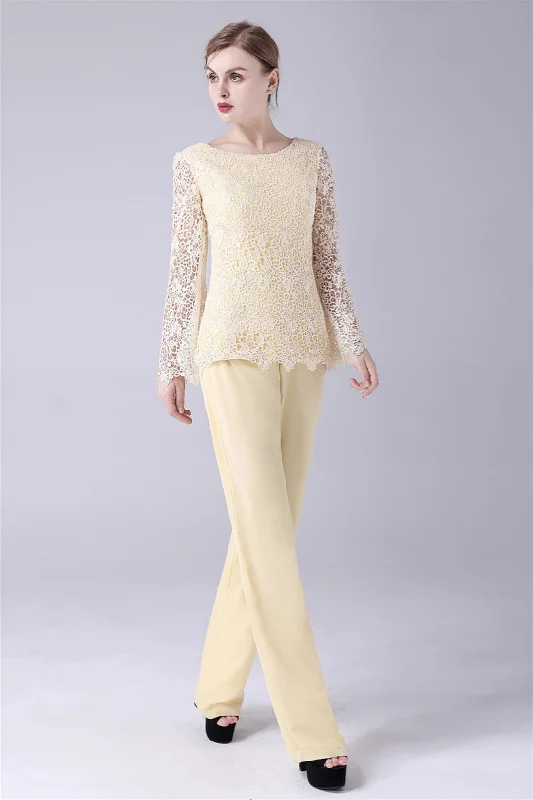 Jewel Lace Long sleeves Casual mother's suit Midi Maxi Skirt