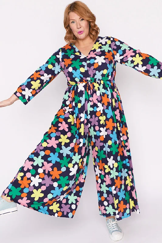 Judith Daisy Spot Long Sleeve Jumpsuit Plaid Maxi Skirt