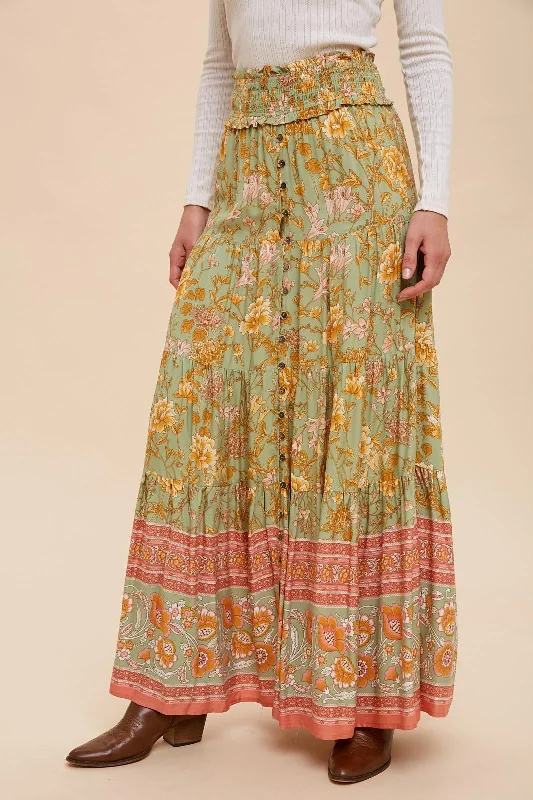 Kiwi Boho Maxi Skirt Ruffled Maxi Skirt
