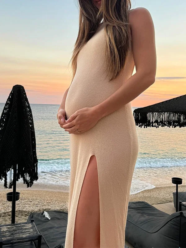 Momyknows Khaki Round Neck Daily Casual Side Slit Mermaid Long Sleeve Photoshoot Cotton Maxi Skirt Momyknows Khaki Round Neck Daily Casual Side Slit Mermaid Long Sleeve Photoshoot Cotton Maxi Skirt