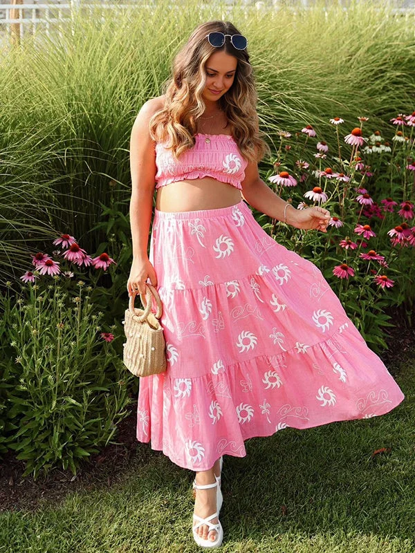 Momyknows Smocked Printed Big Swing Two Piece Set Bandeau Crop Top And Maxi Skirt Sweet Baby Moon Holiday Flowy Boho Maternity Photoshoot Baby Shower Maxi Dress Maxi Skirt Casual Momyknows Smocked Printed Big Swing Two Piece Set Bandeau Crop Top And Maxi Skirt Sweet Baby Moon Holiday Flowy Boho Maternity Photoshoot Baby Shower Maxi Dress Maxi Skirt Casual