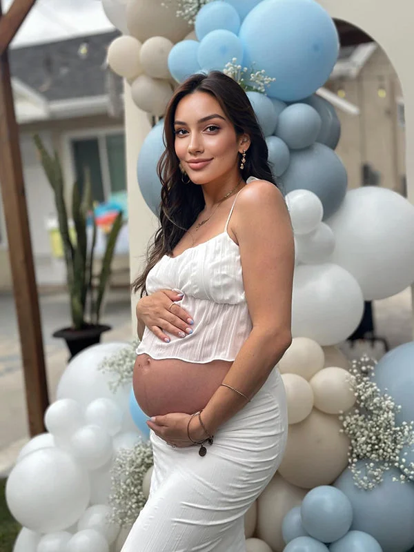 Momyknows White Crinkled Two Piece Set Cami Crop Top And Bodycon Maxi Skirt Elegant Baby Moon Beach Maternity Photoshoot Baby Shower Maxi Dress Midi Maxi Outfit Momyknows White Crinkled Two Piece Set Cami Crop Top And Bodycon Maxi Skirt Elegant Baby Moon Beach Maternity Photoshoot Baby Shower Maxi Dress Midi Maxi Outfit