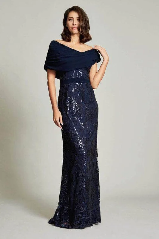 Tadashi Shoji - Sequin Embellished Off-Shoulder Gown