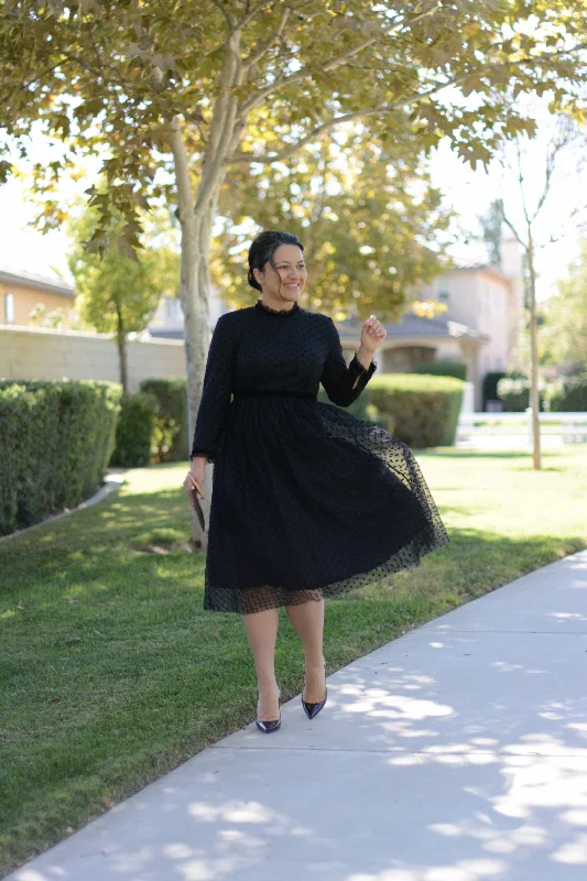 Versailles Black Tulle Dot Dress