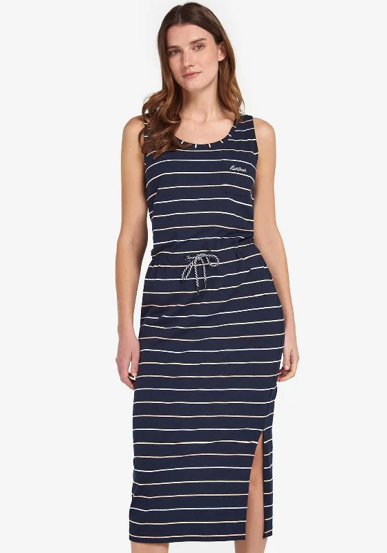 Barbour Womens Overland Stripe Midi Dress, Navy Multi