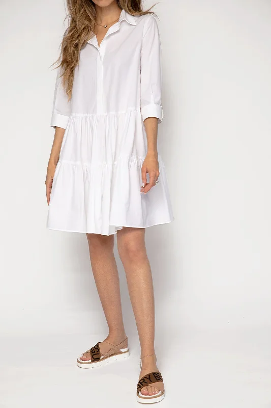 Organic Cotton Shirt Dress in White