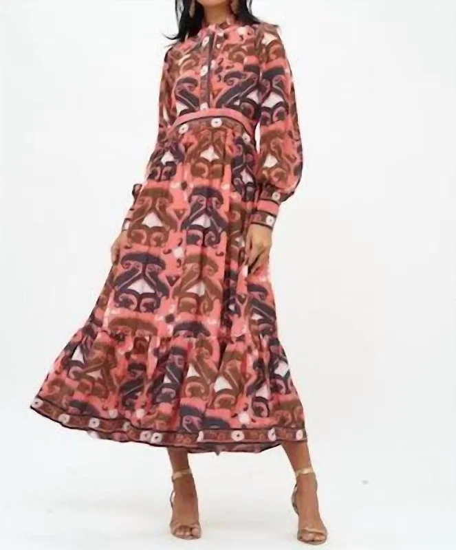 Shirt Waist Dress In Brick/uzbek