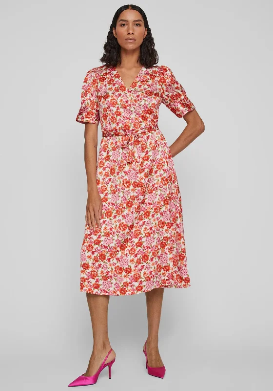 Vila Naria Floral Wrap Midi Dress, Tigerlily